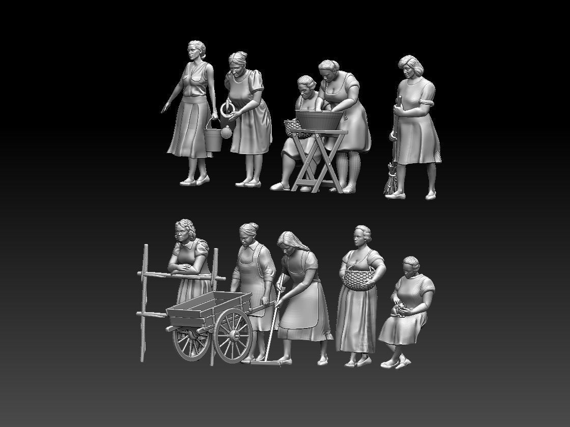 women group of figurines 3D print model_62