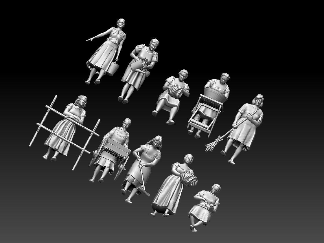 women group of figurines 3D print model_76