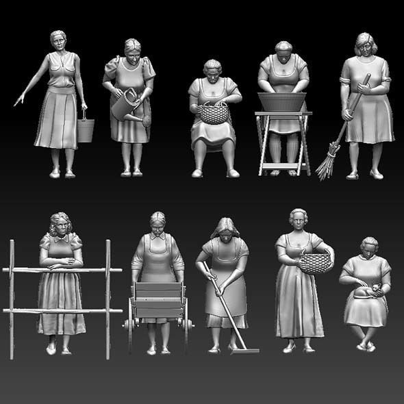 women group of figurines 3D print model_54