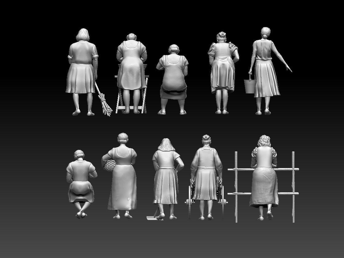 women group of figurines 3D print model_88