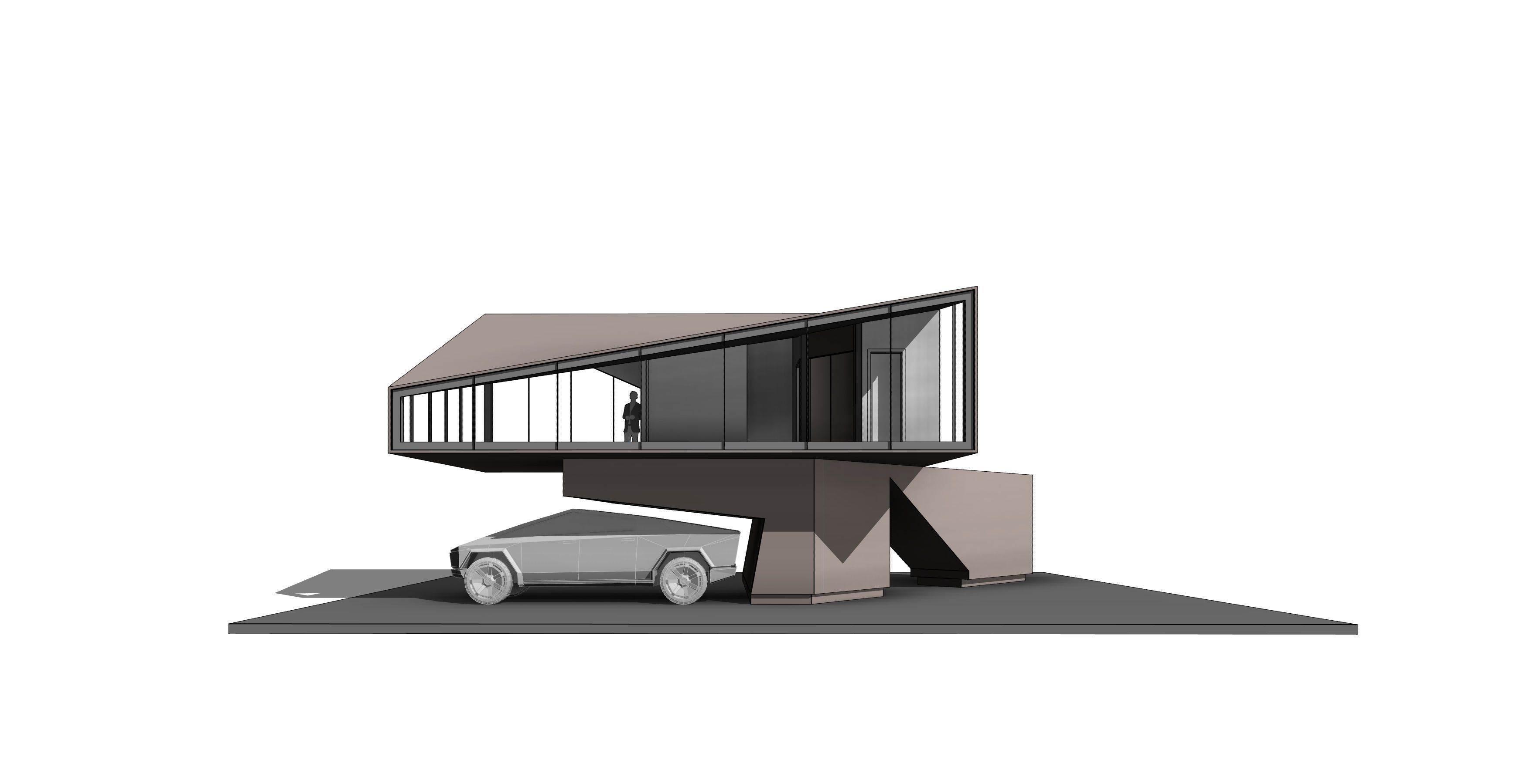 TESLA CYBERTRUCK House Revit 3D Model Low-poly 3D model_3