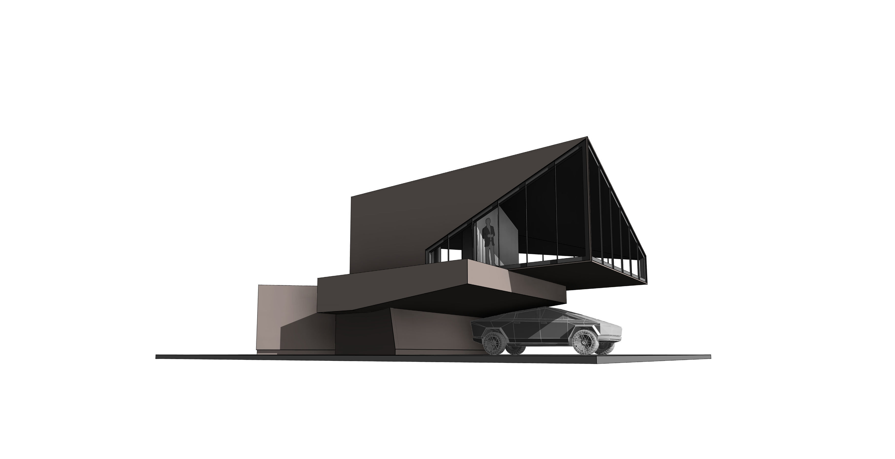 TESLA CYBERTRUCK House Revit 3D Model Low-poly 3D model_9