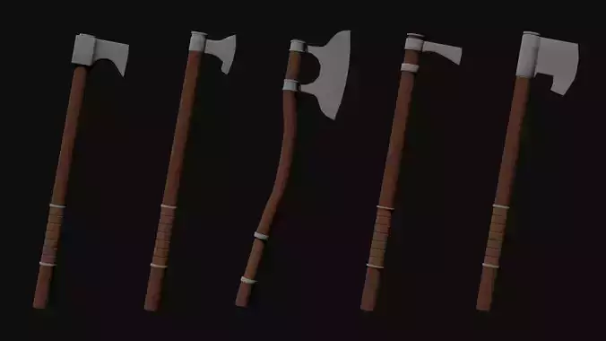 Set of 5 medieval axes - procedural materials