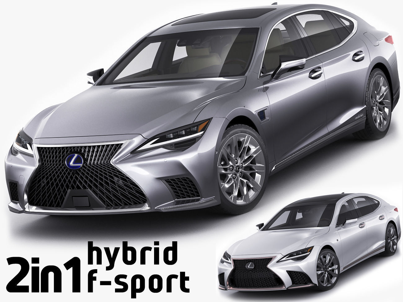 Lexus LS500 2021 hybrid and F-sport 3D model_1