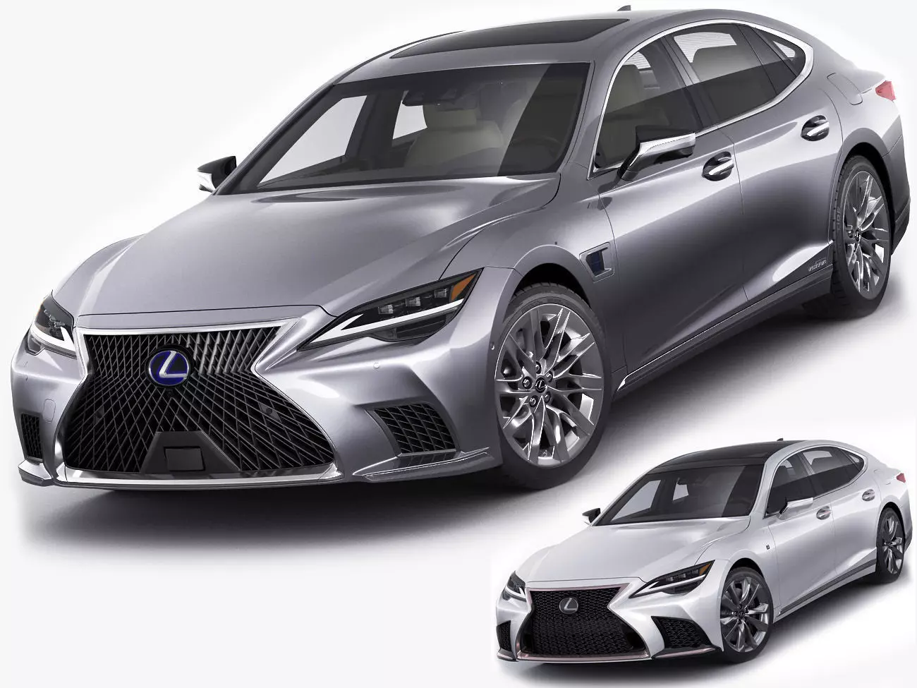 Lexus LS500 2021 hybrid and F-sport 3D model_0
