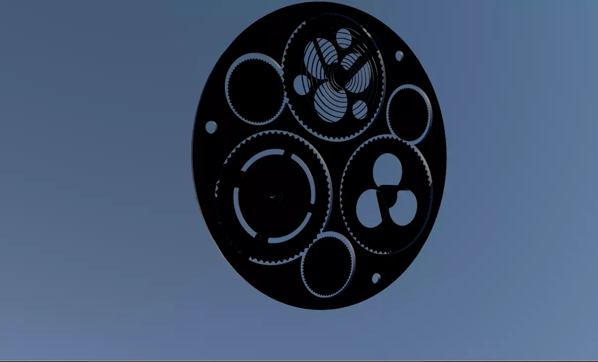 The face of a mechanical watch with holders Low-poly 3D model_0