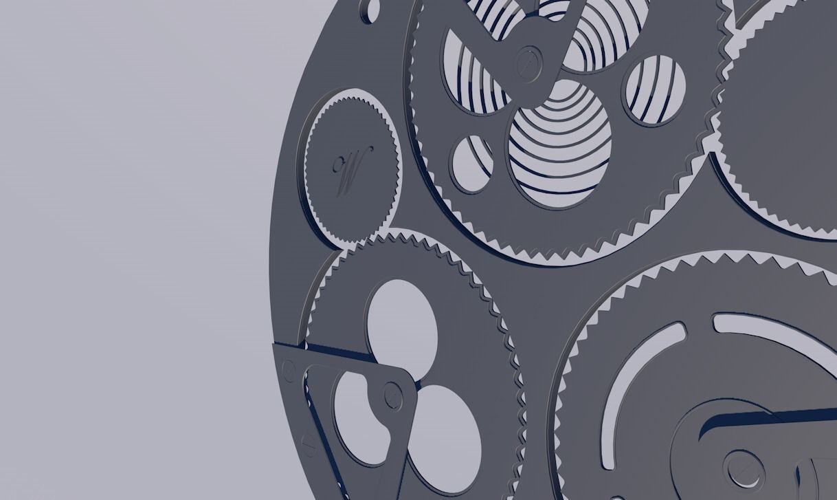 The face of a mechanical watch with holders Low-poly 3D model_3