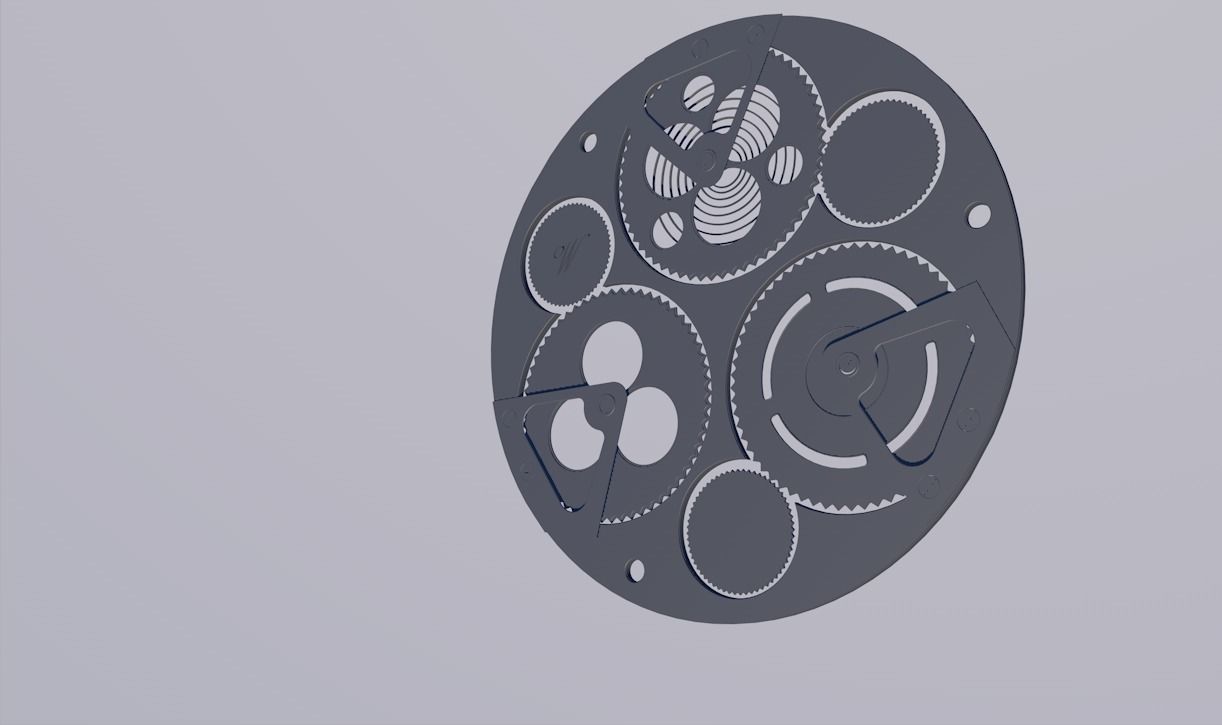 The face of a mechanical watch with holders Low-poly 3D model_1