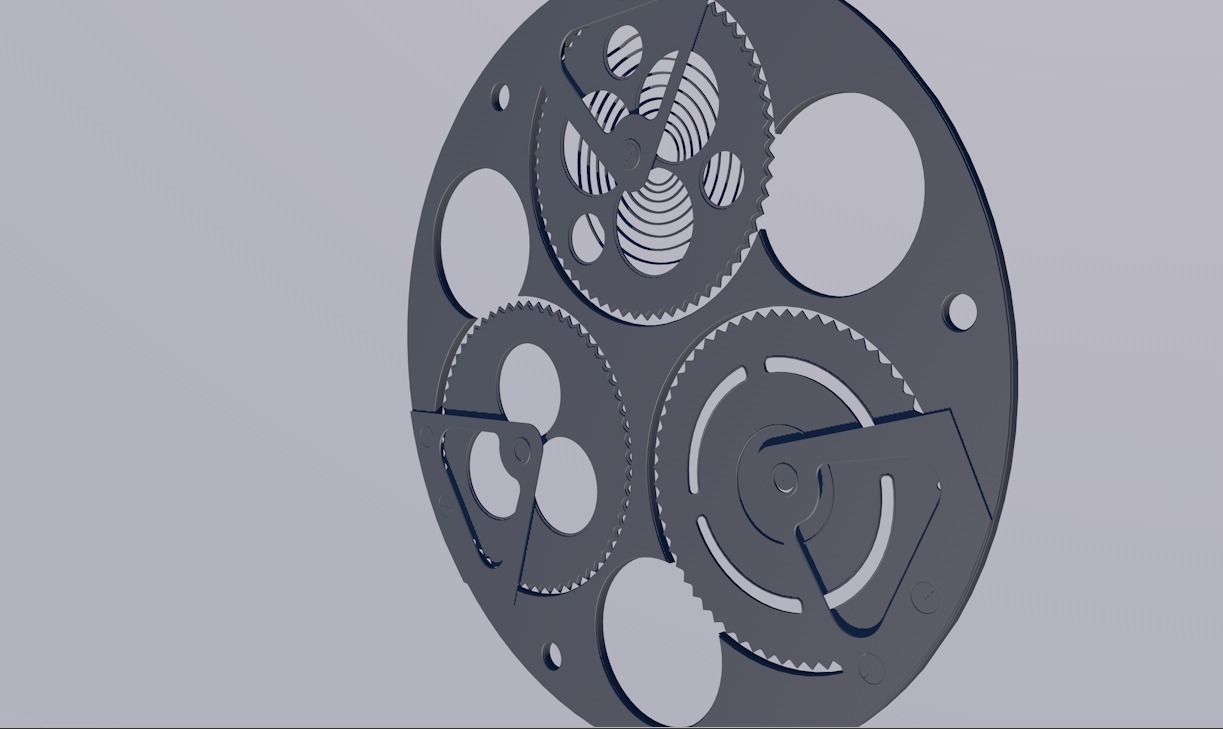 The face of a mechanical watch with holders Low-poly 3D model_4