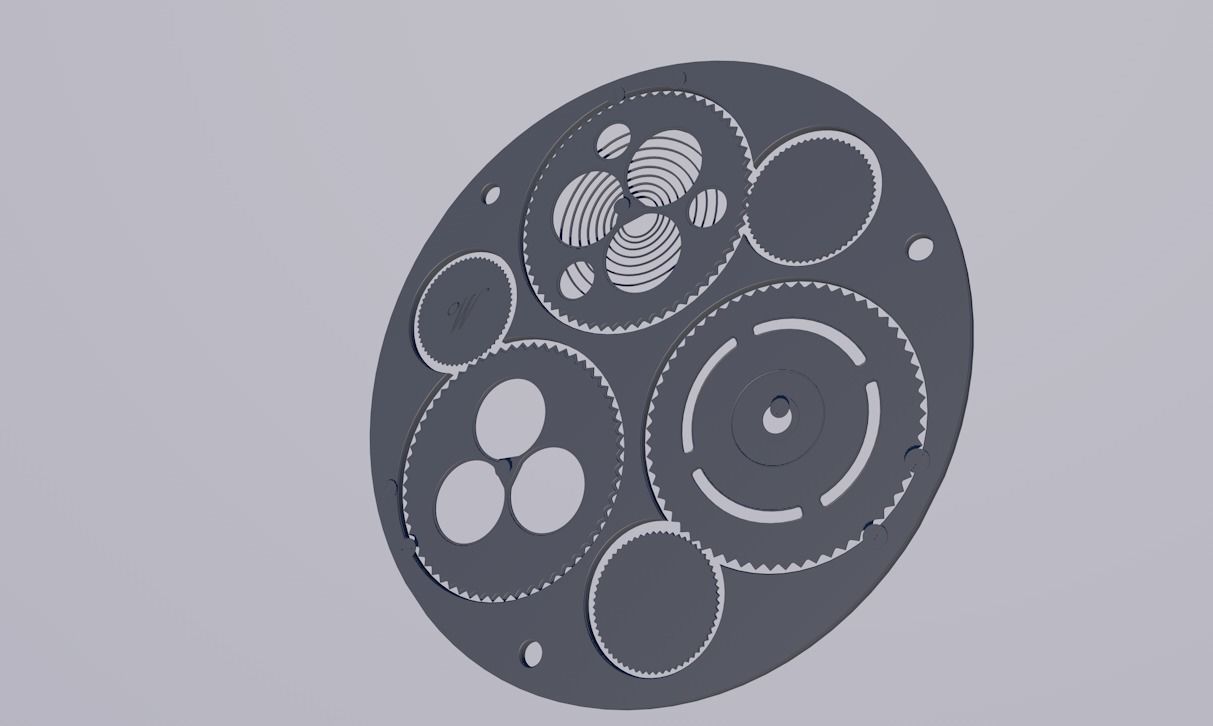 The face of a mechanical watch with holders Low-poly 3D model_5