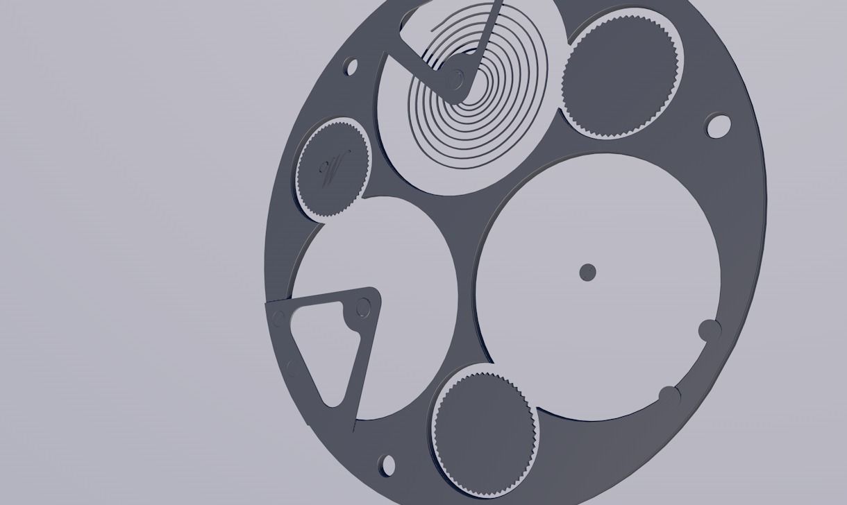 The face of a mechanical watch with holders Low-poly 3D model_2