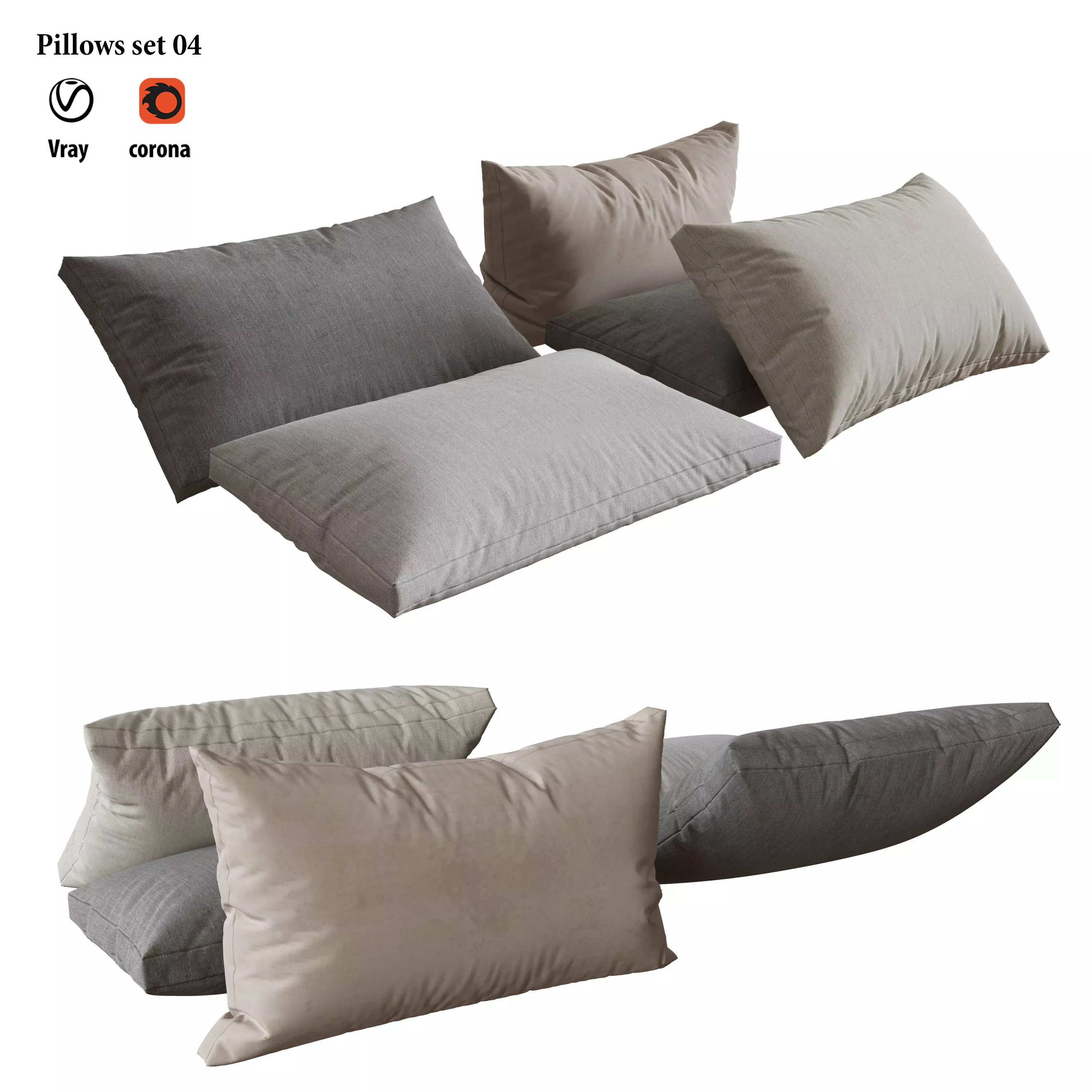 Pillows set 04 3D model_0