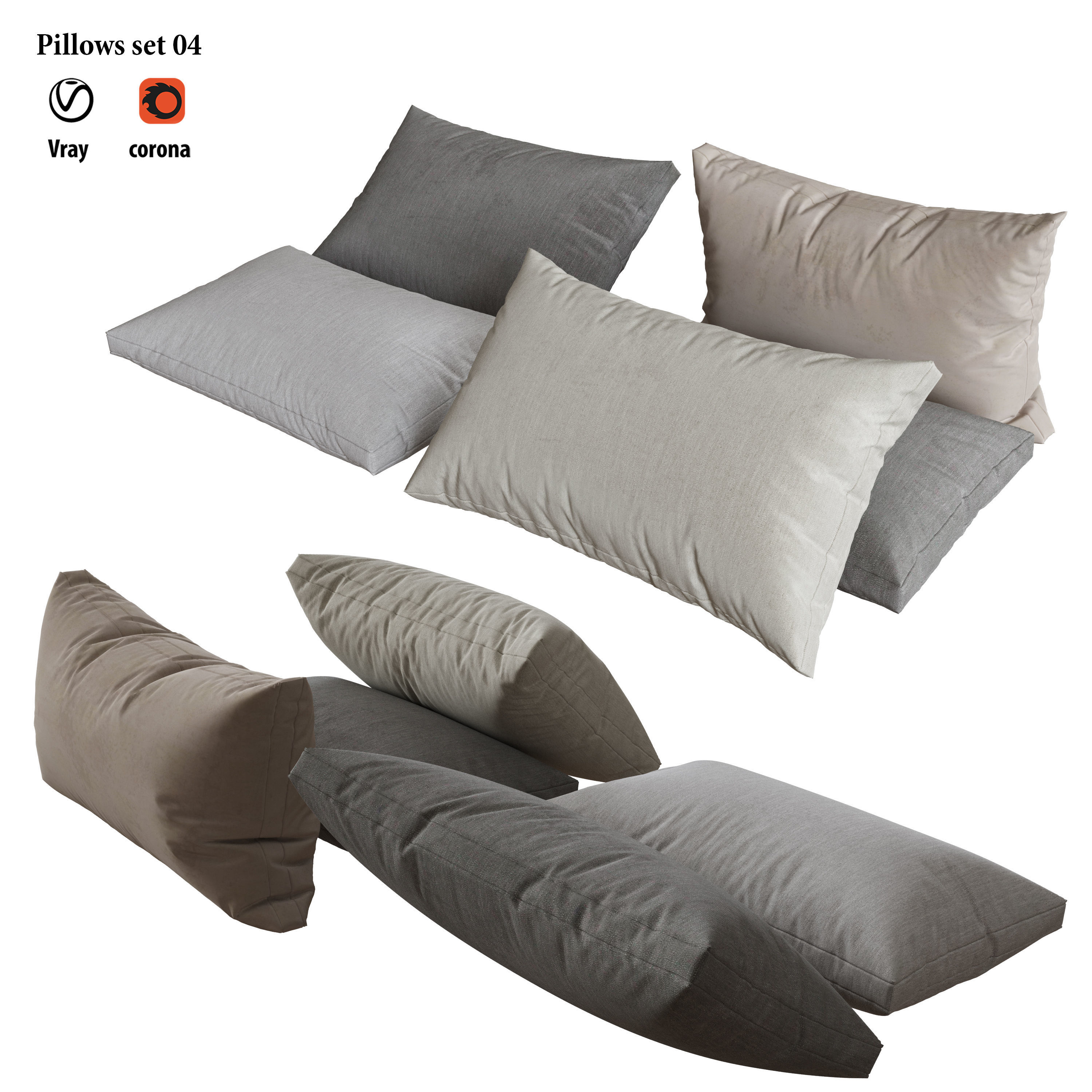 Pillows set 04 3D model_1