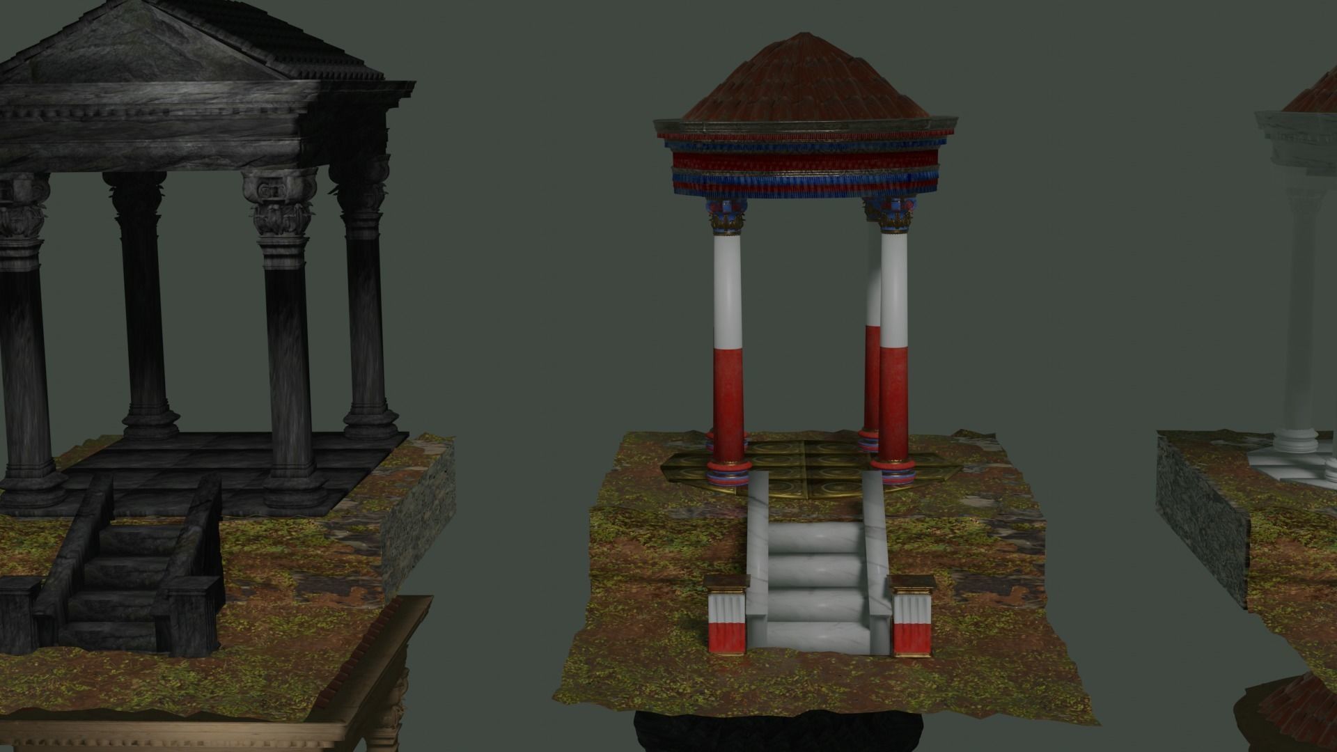 Ancient roman garden 273 objects for modular builds Low-poly 3D model_4