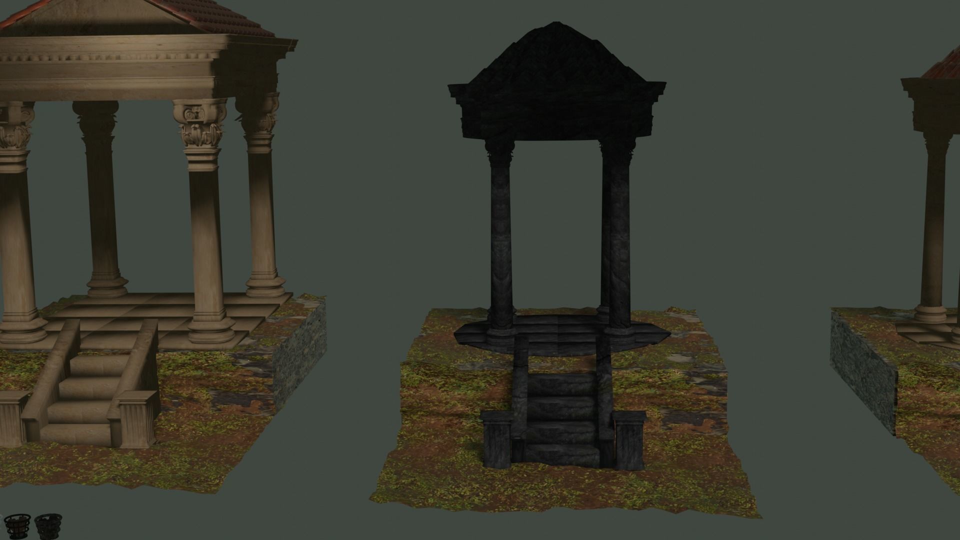 Ancient roman garden 273 objects for modular builds Low-poly 3D model_12