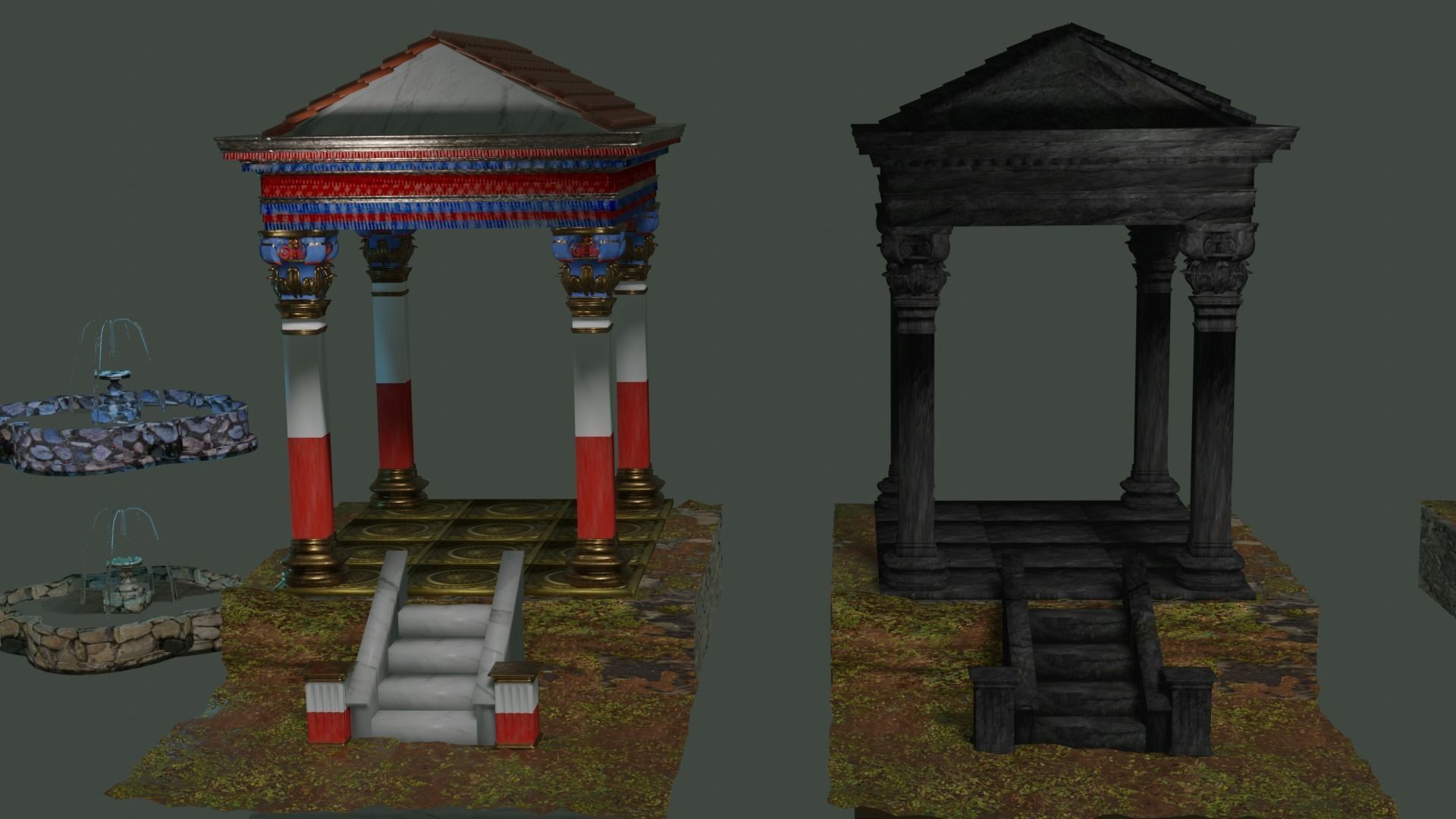 Ancient roman garden 273 objects for modular builds Low-poly 3D model_3