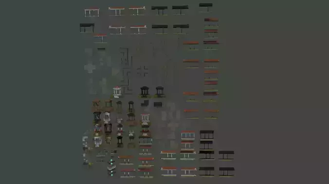 Ancient roman garden 273 objects for modular builds  Low-poly 3D model