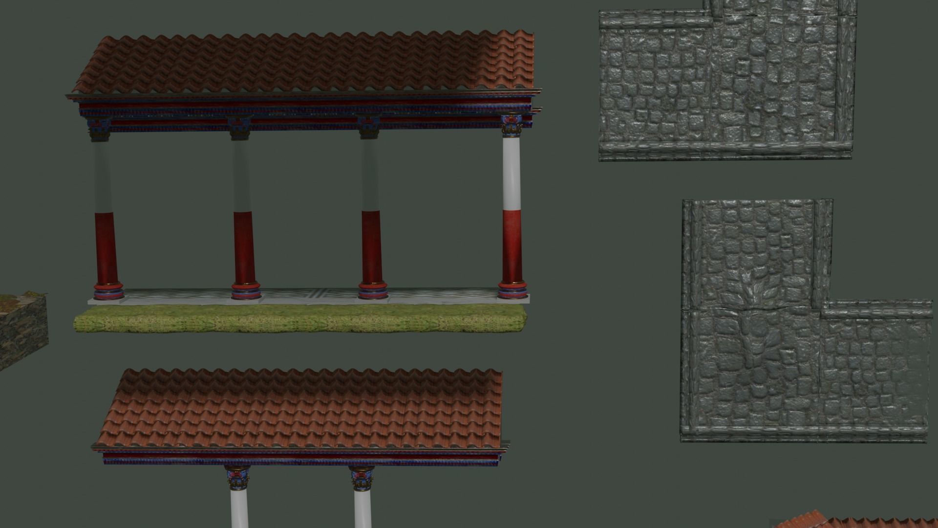 Ancient roman garden 273 objects for modular builds Low-poly 3D model_17