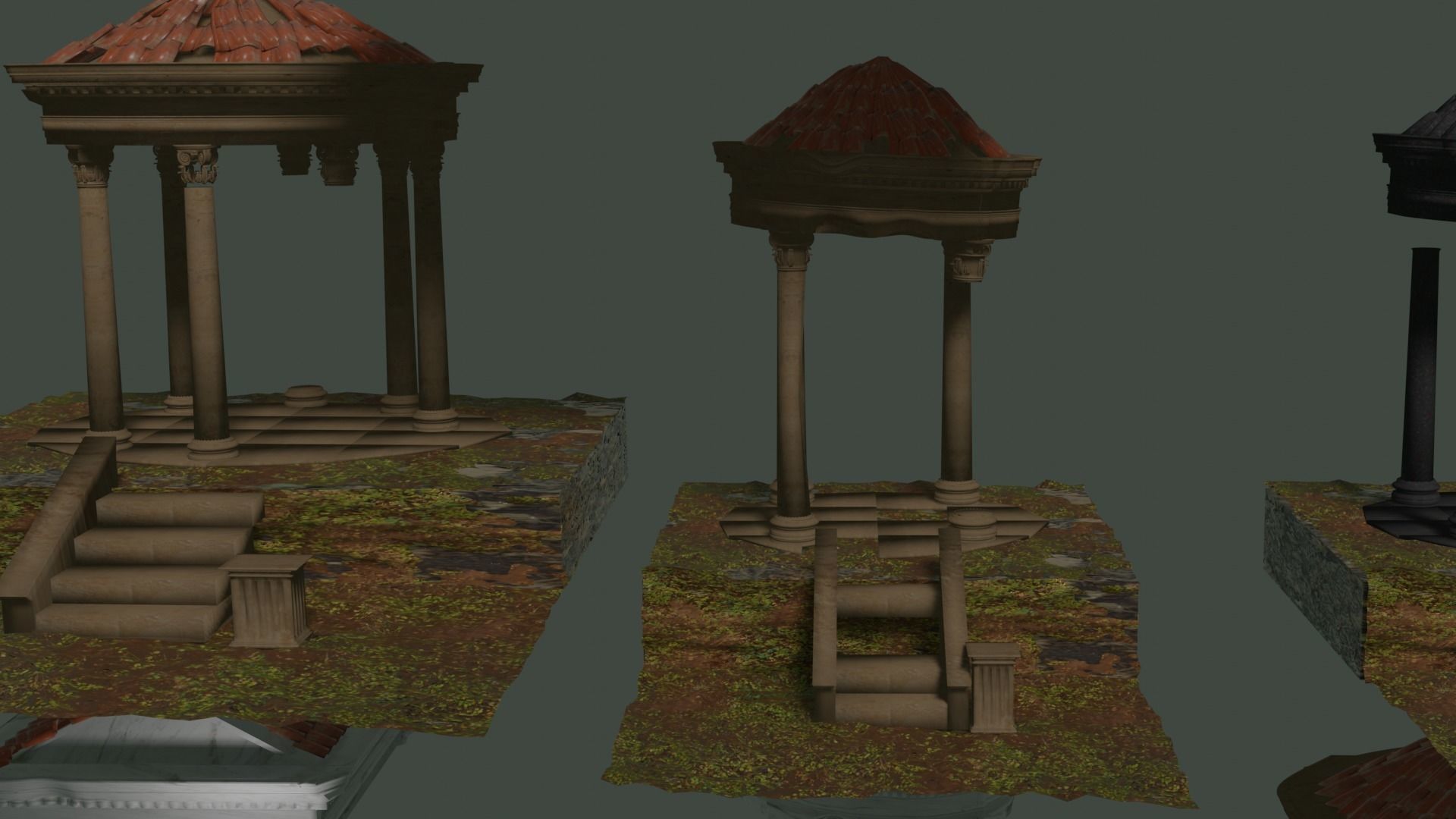 Ancient roman garden 273 objects for modular builds Low-poly 3D model_15
