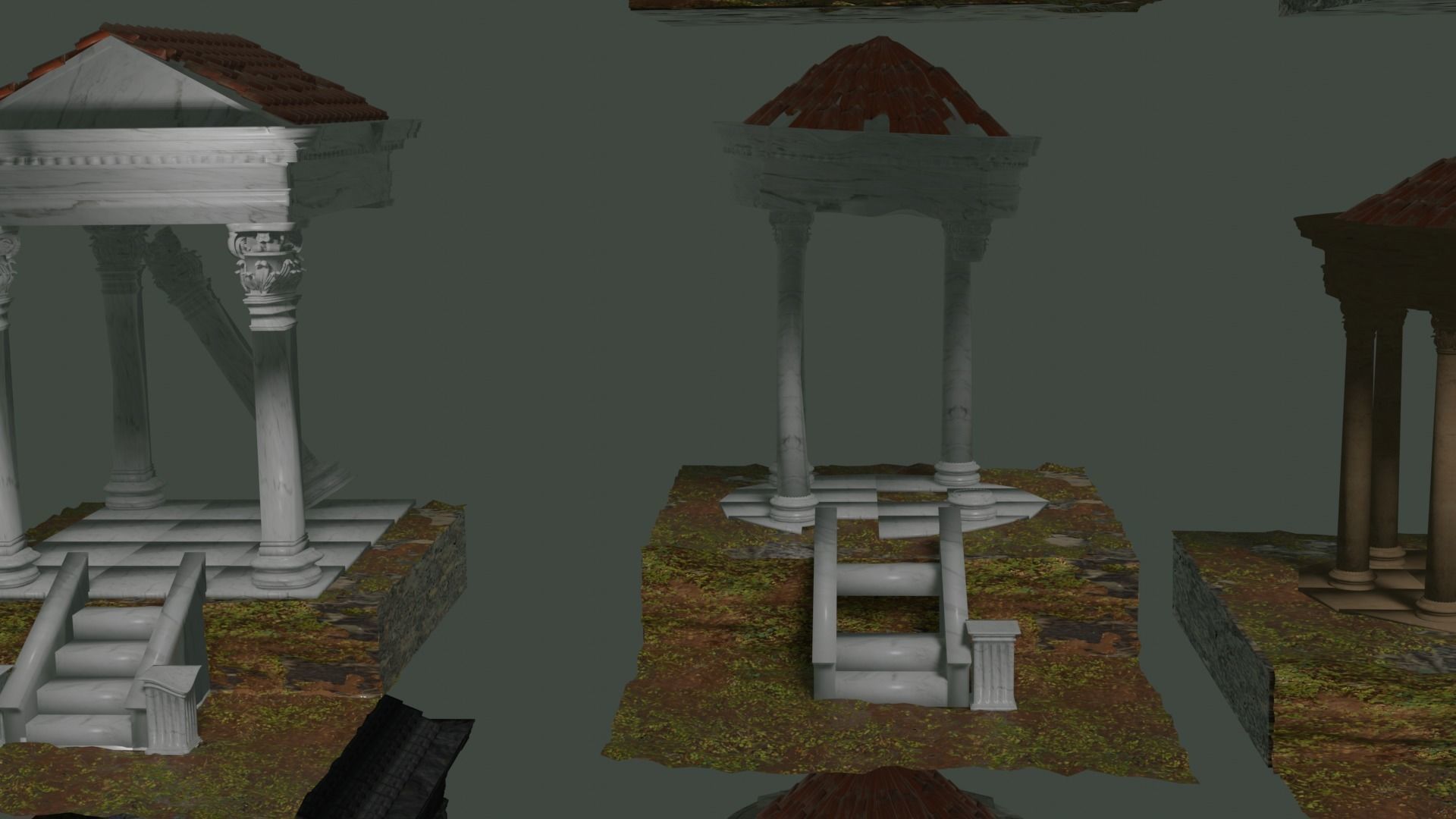 Ancient roman garden 273 objects for modular builds Low-poly 3D model_14