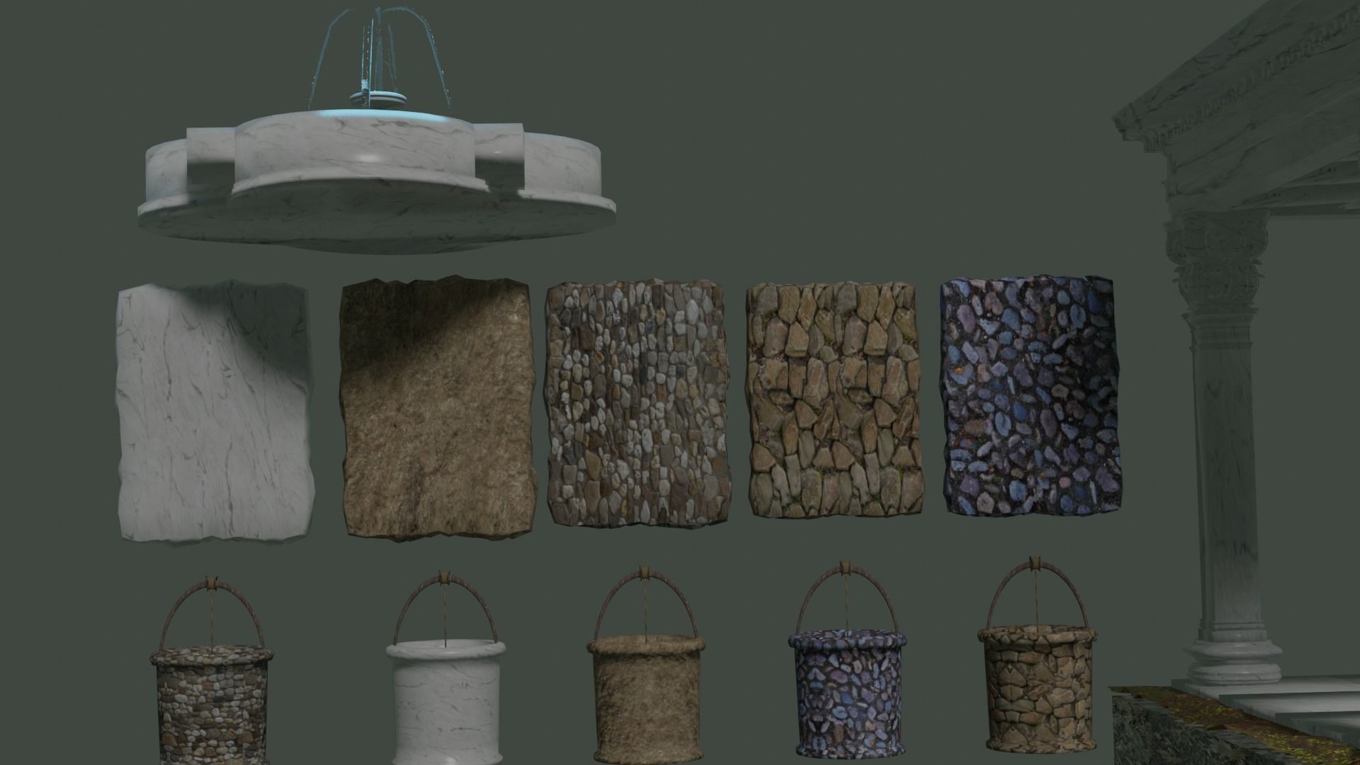 Ancient roman garden 273 objects for modular builds Low-poly 3D model_20