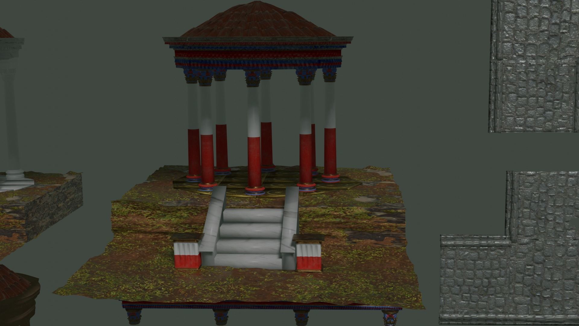 Ancient roman garden 273 objects for modular builds Low-poly 3D model_6