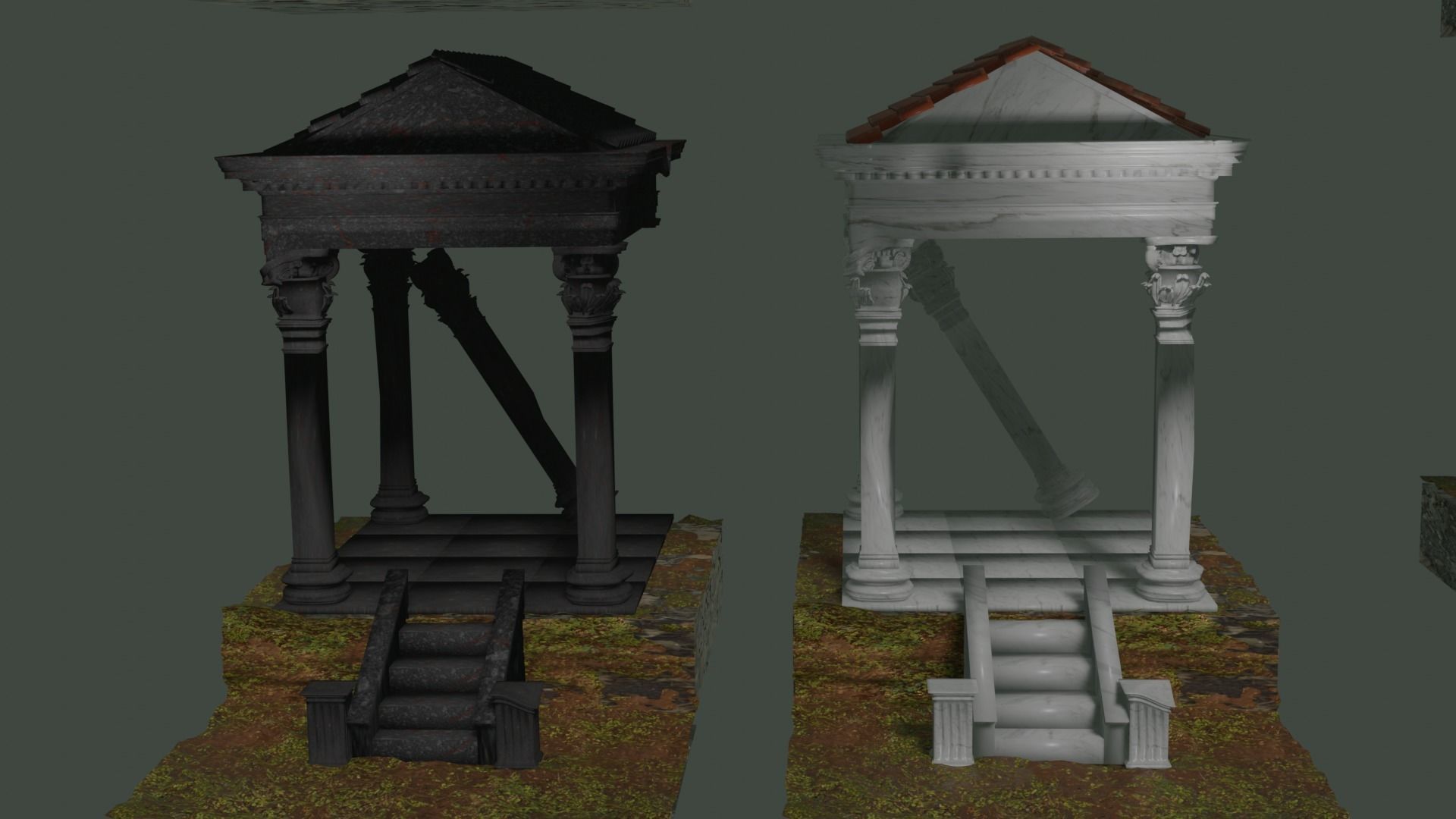 Ancient roman garden 273 objects for modular builds Low-poly 3D model_8