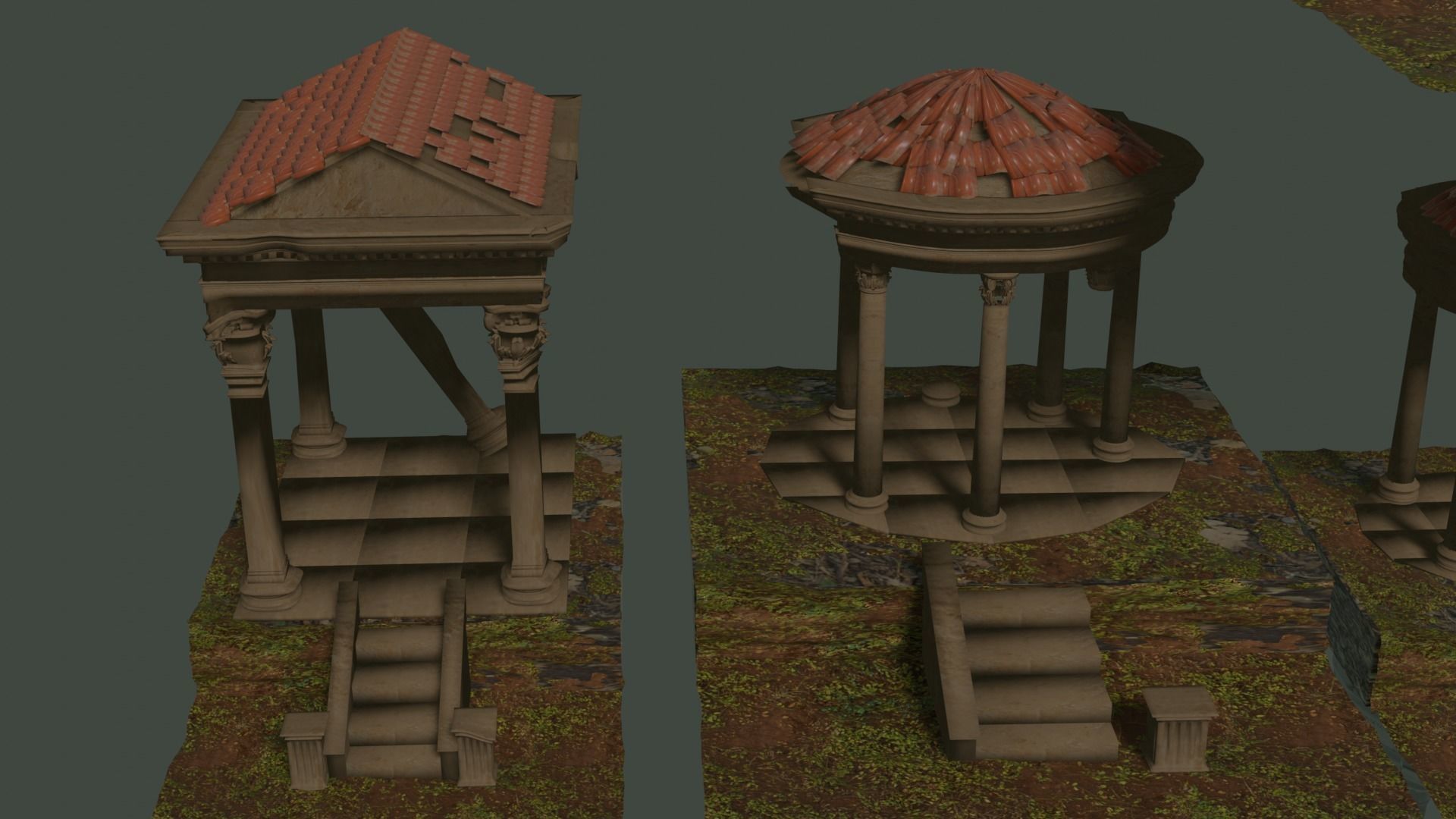 Ancient roman garden 273 objects for modular builds Low-poly 3D model_2