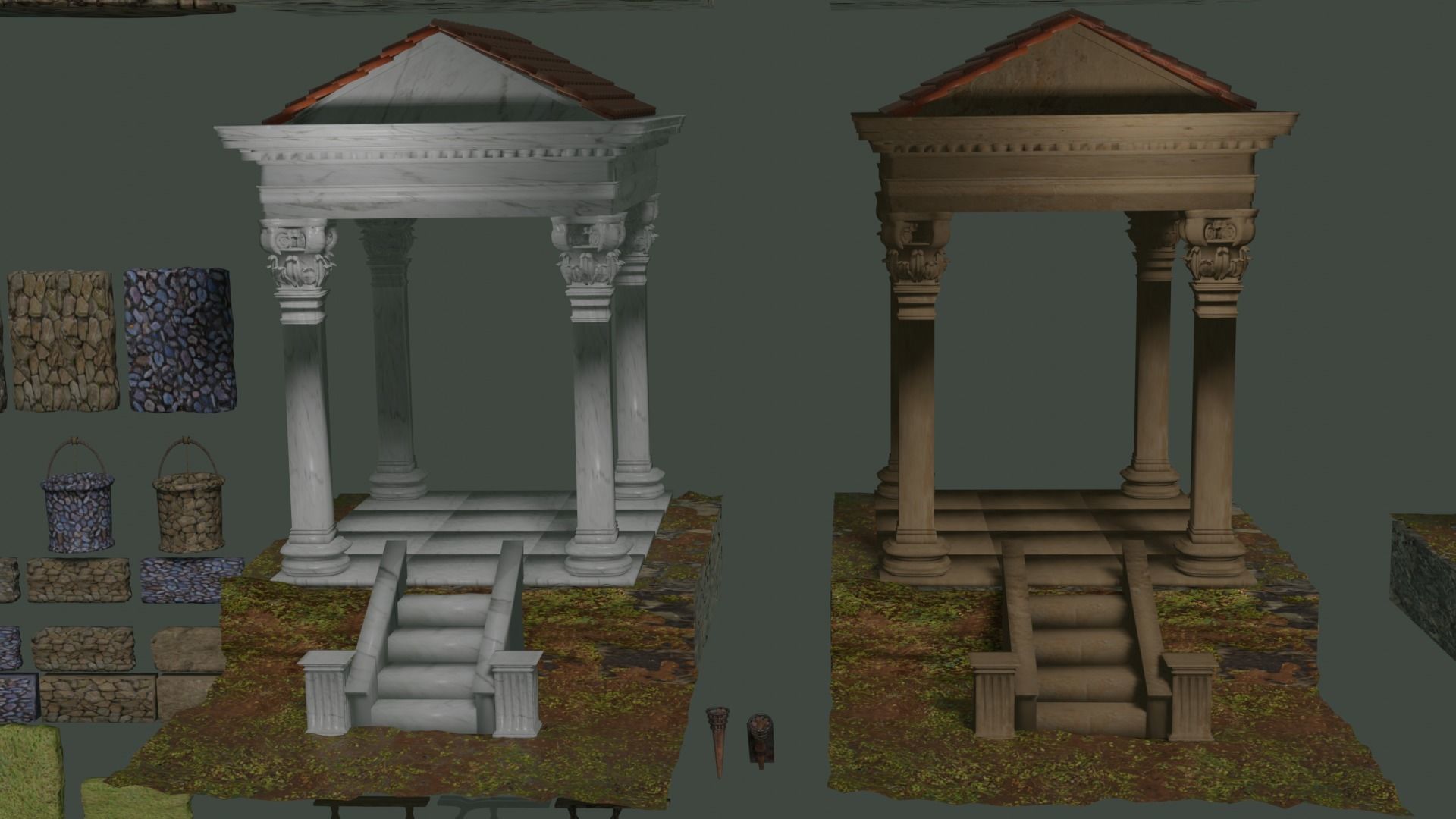 Ancient roman garden 273 objects for modular builds Low-poly 3D model_9