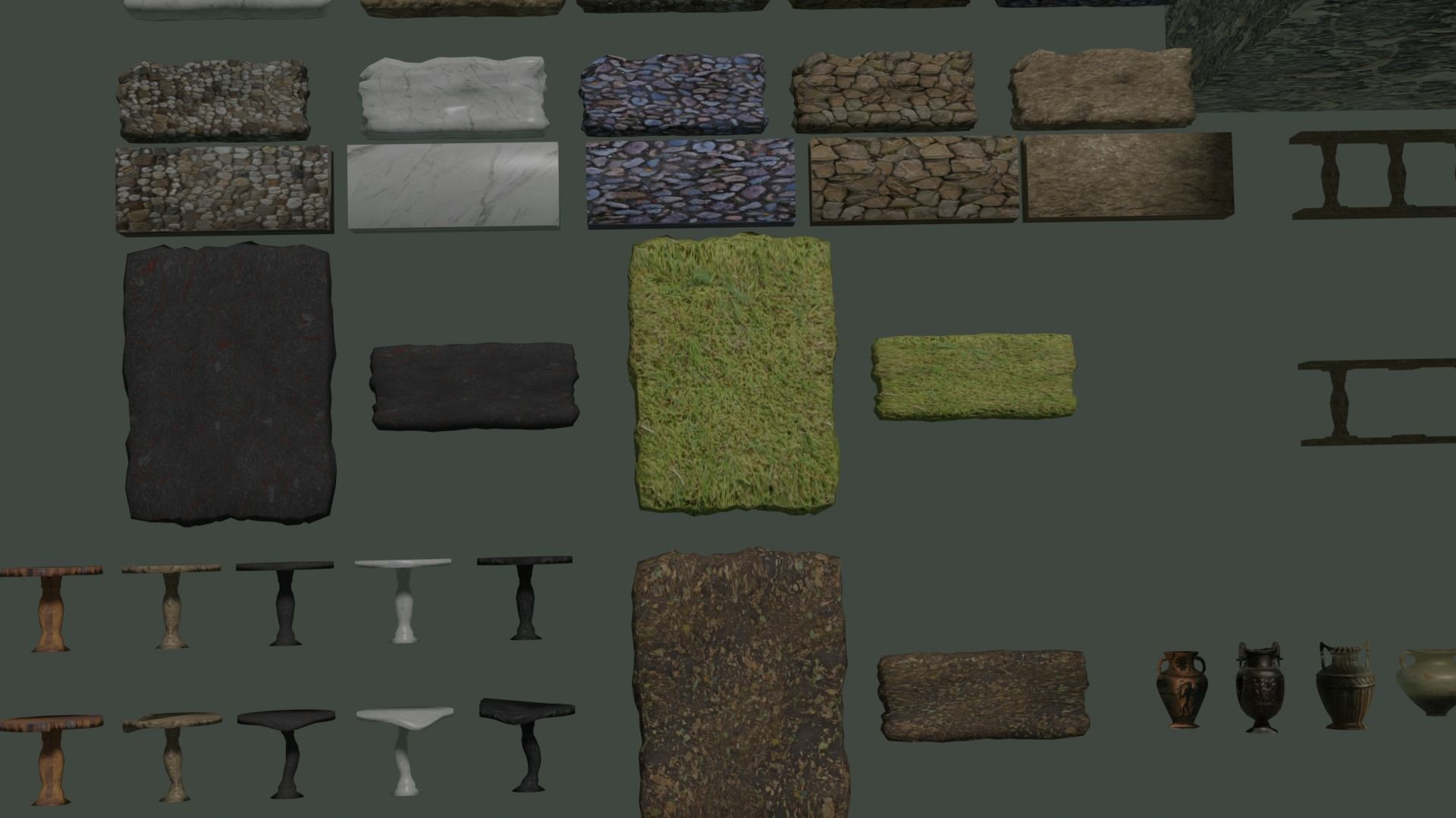 Ancient roman garden 273 objects for modular builds Low-poly 3D model_19