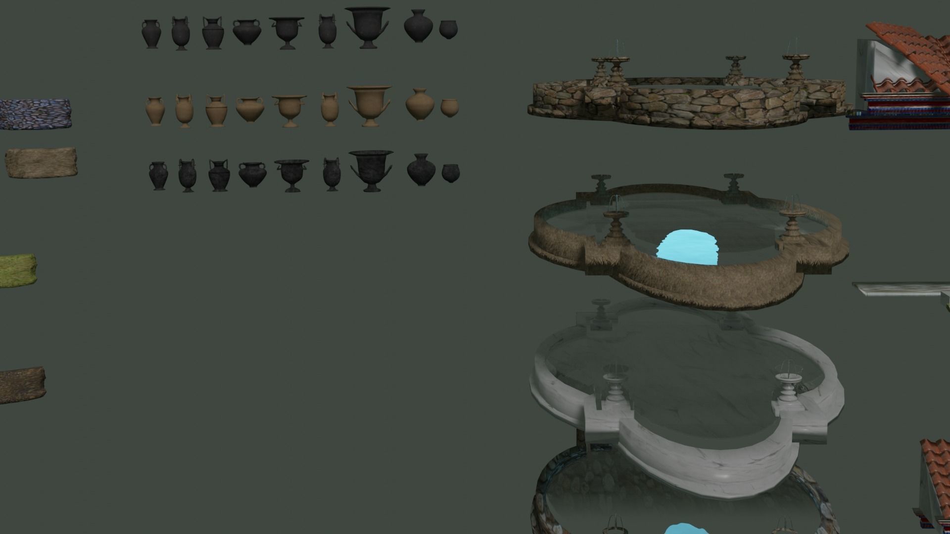 Ancient roman garden 273 objects for modular builds Low-poly 3D model_5