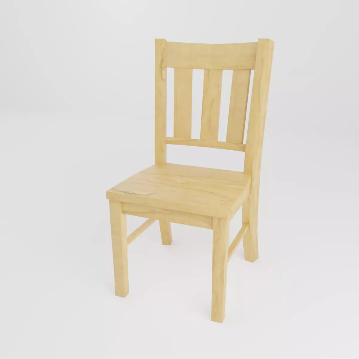 Simple Wooden Chair Free low-poly 3D model_0