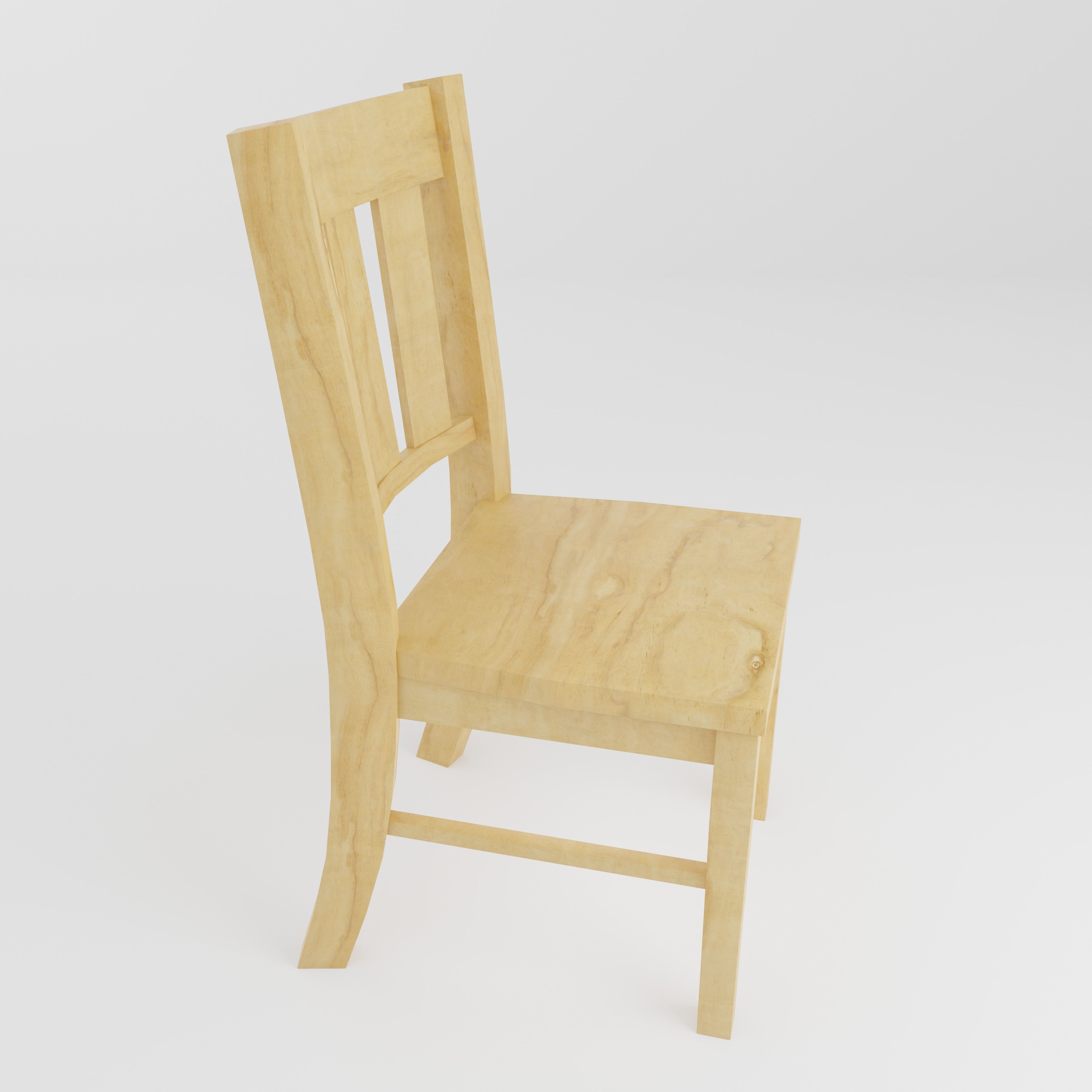 Simple Wooden Chair Free low-poly 3D model_1