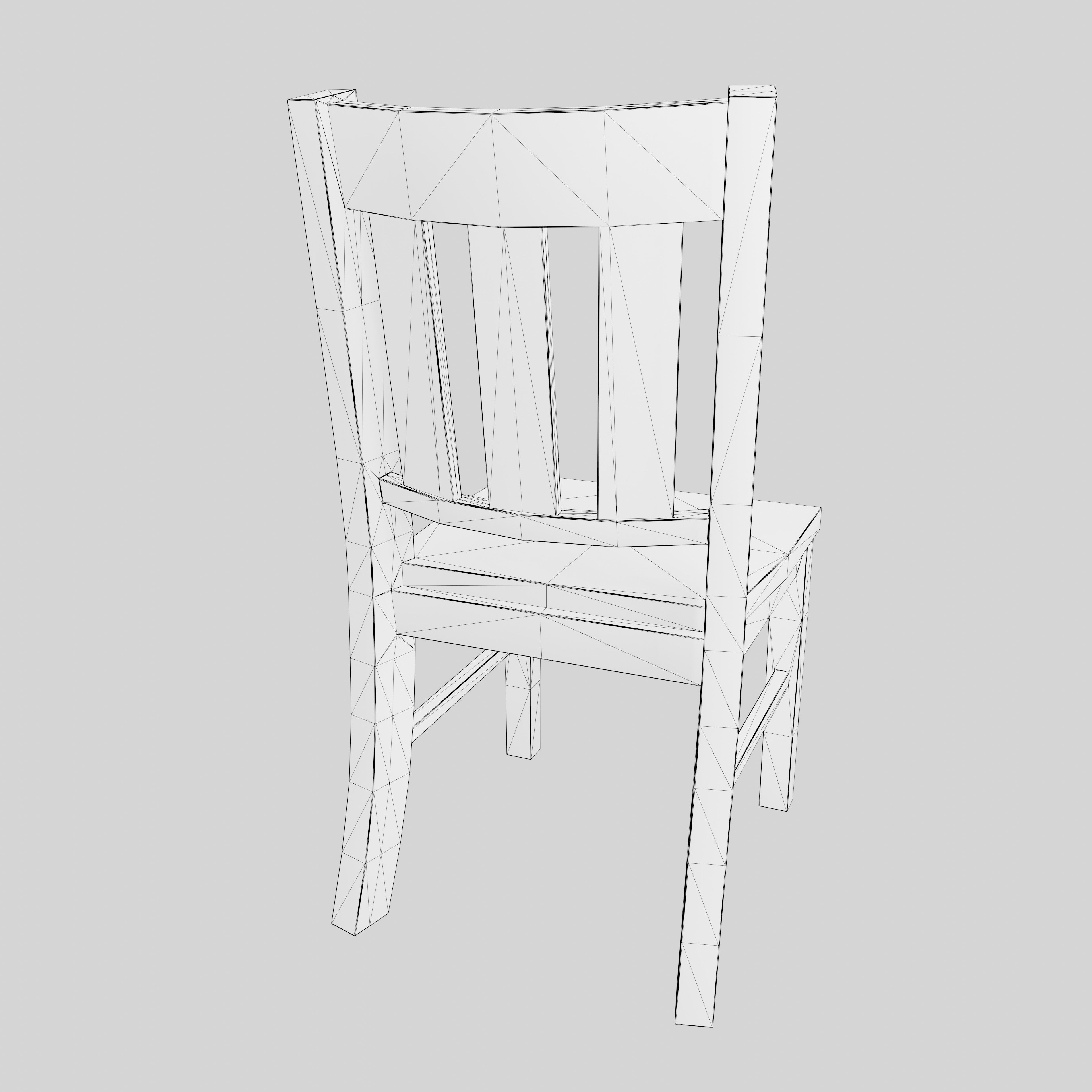 Simple Wooden Chair Free low-poly 3D model_5