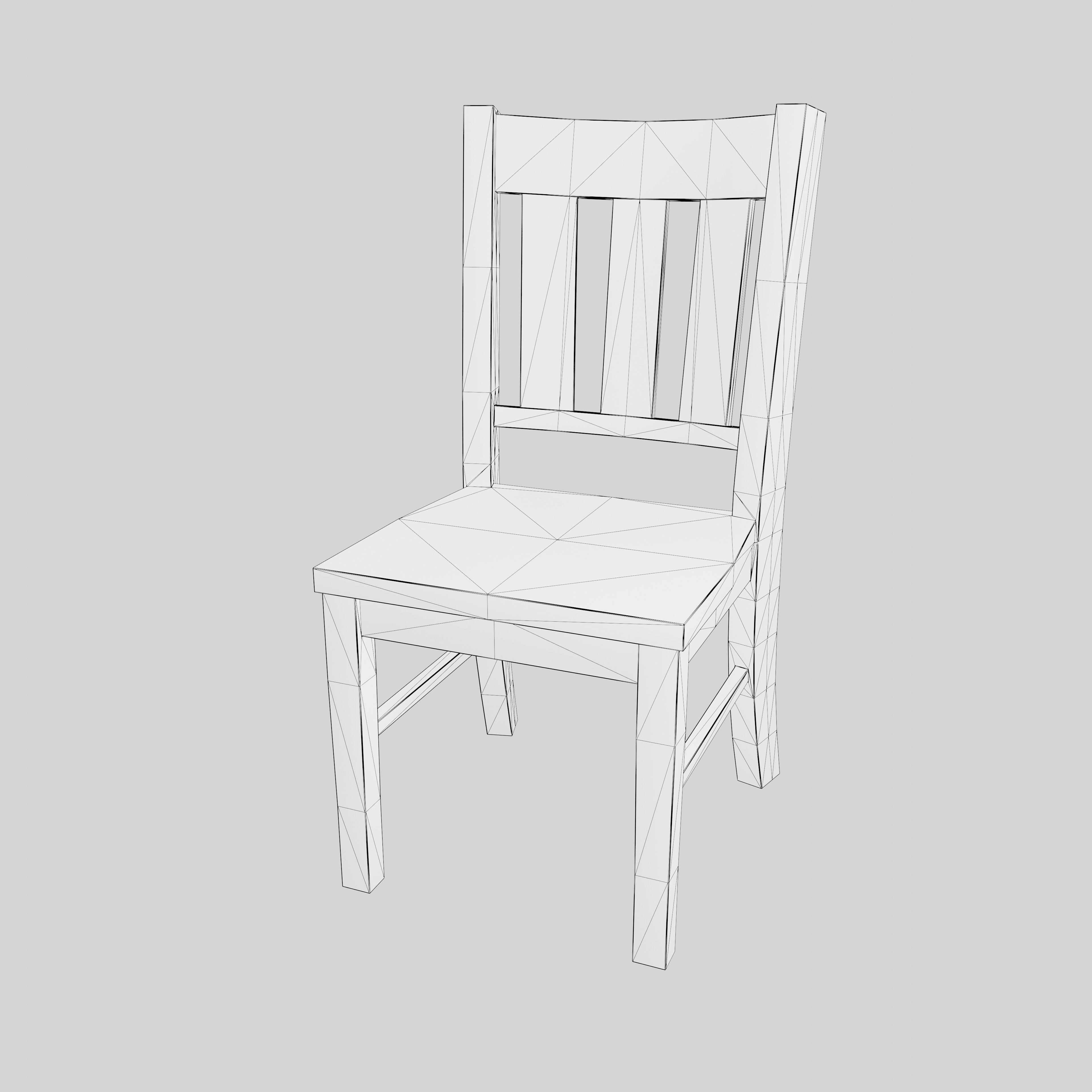 Simple Wooden Chair Free low-poly 3D model_4