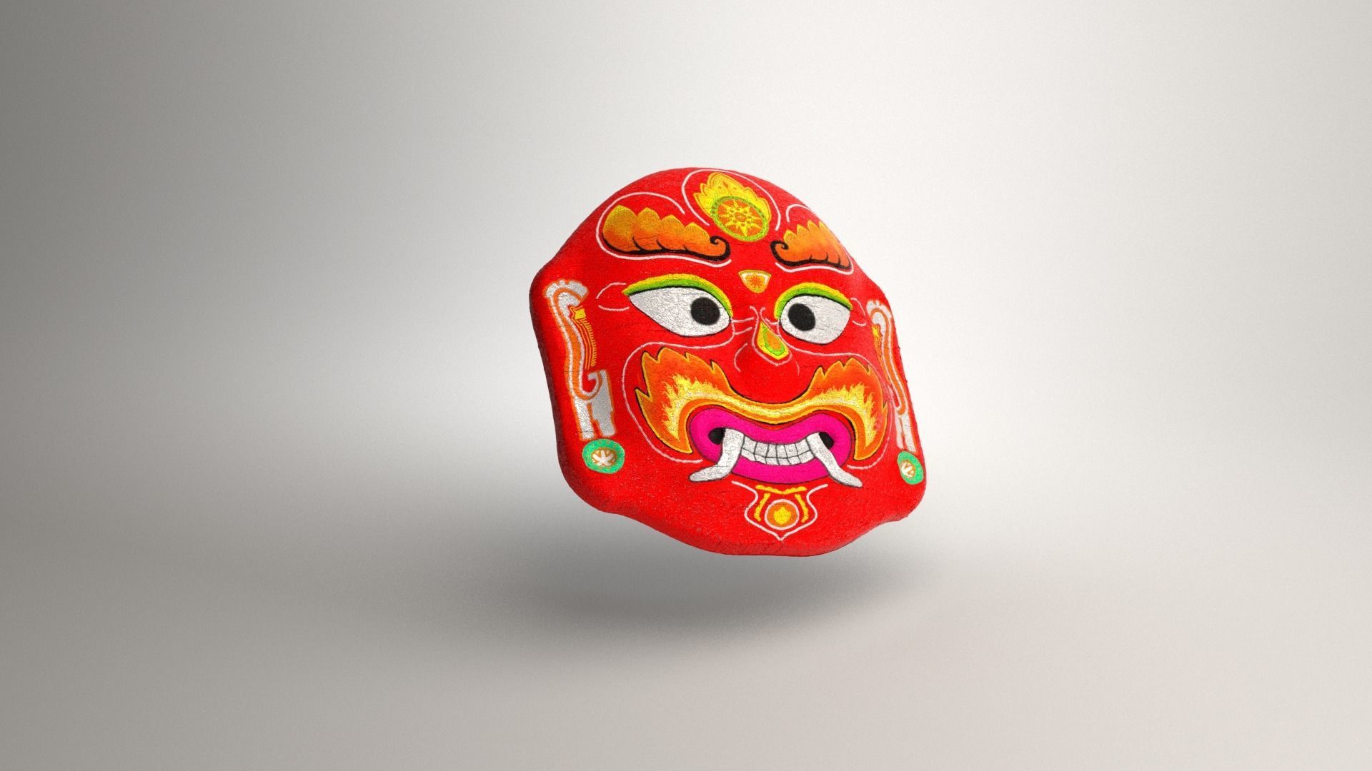 Lakhey Nepali Wooden Mask 3D model_3