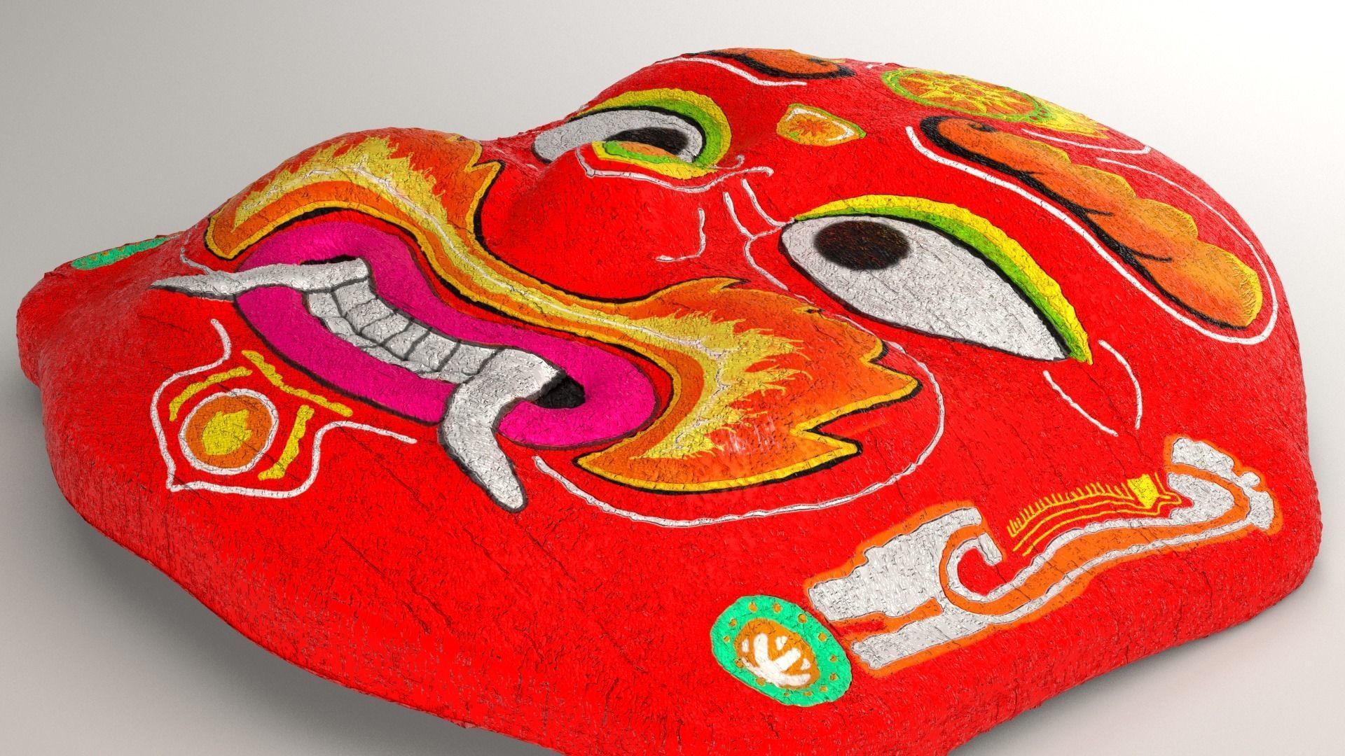 Lakhey Nepali Wooden Mask 3D model_4