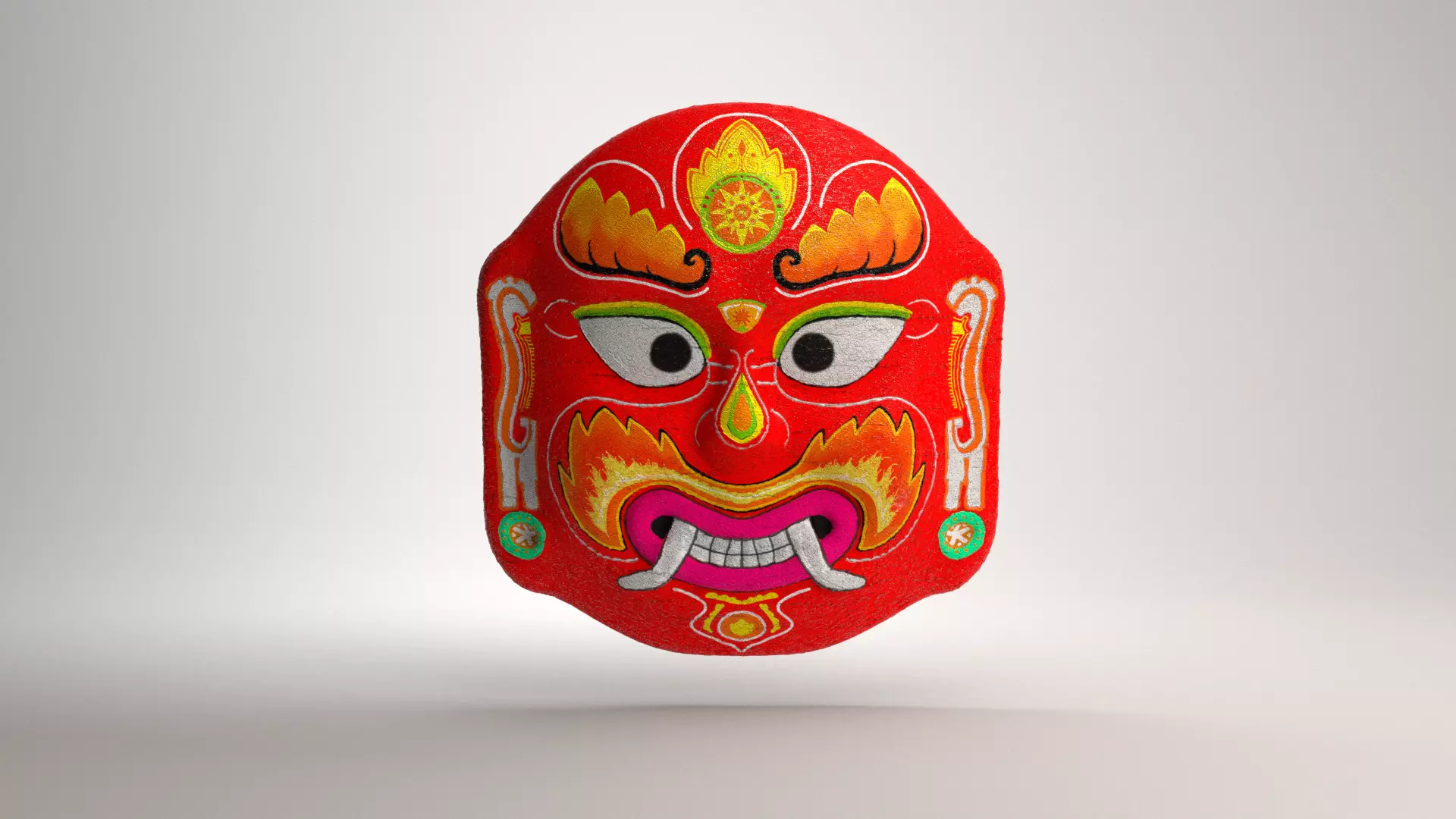 Lakhey Nepali Wooden Mask 3D model_0