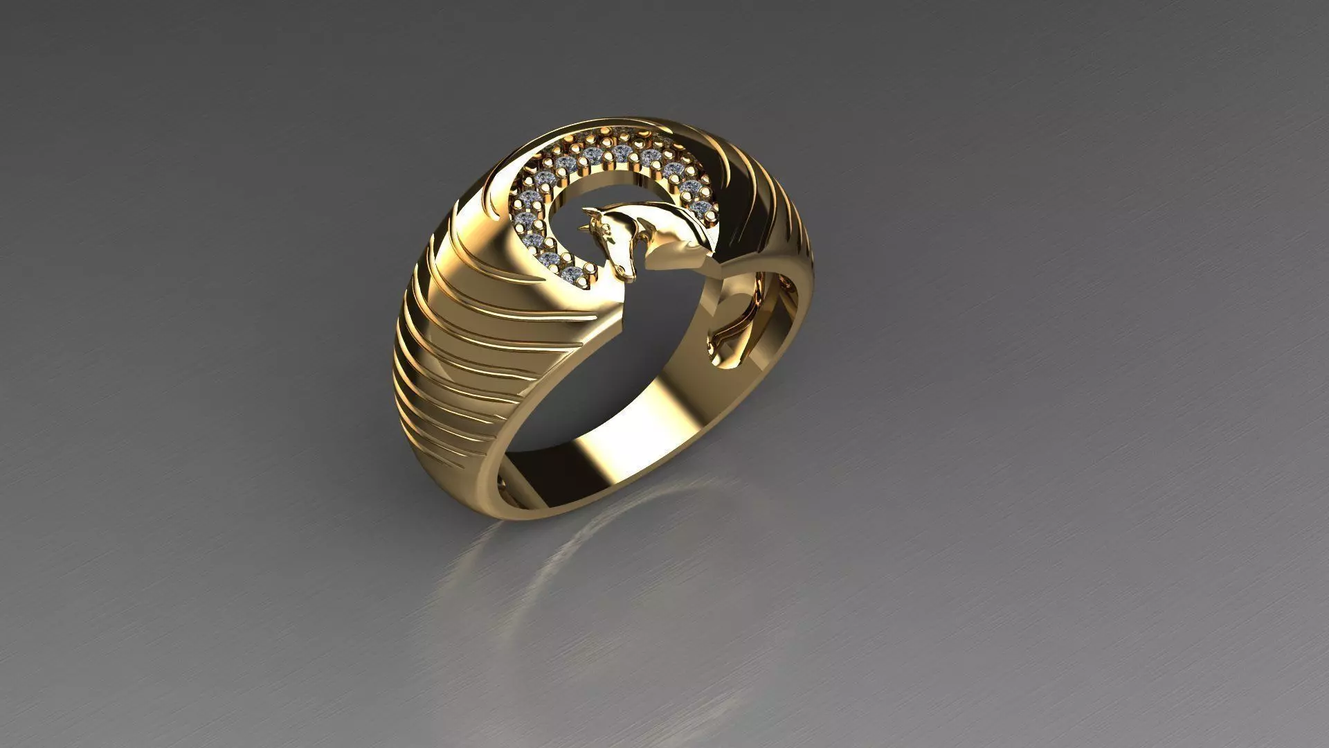 horse ring gold 3D print model_0