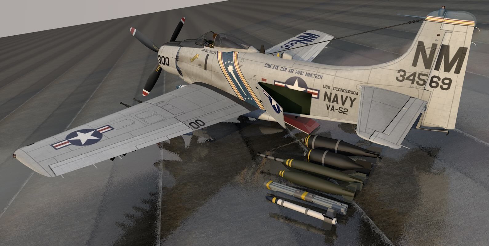 Douglas A-1H or AD-6 Skyraider 3D model_4