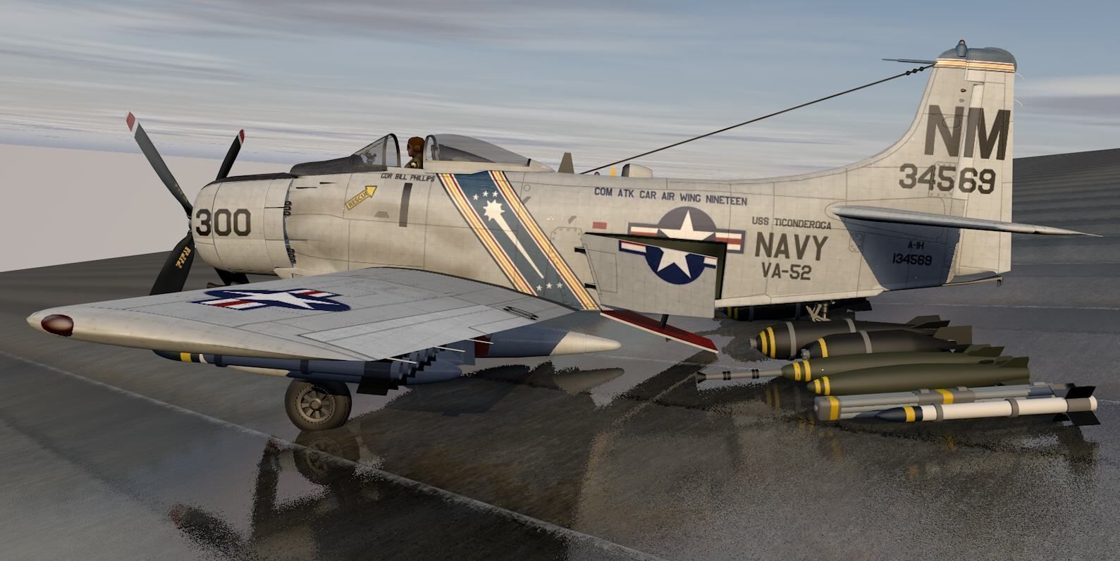 Douglas A-1H or AD-6 Skyraider 3D model_8