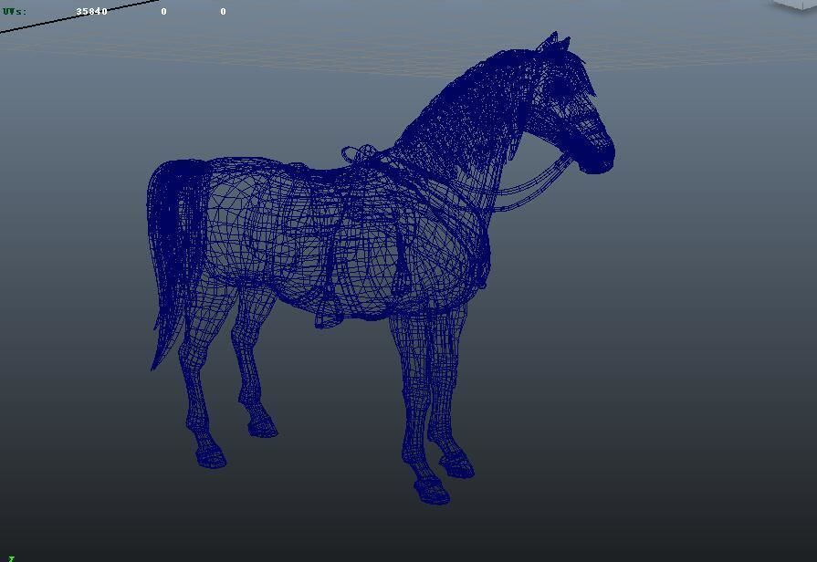 White horse 3D model_7