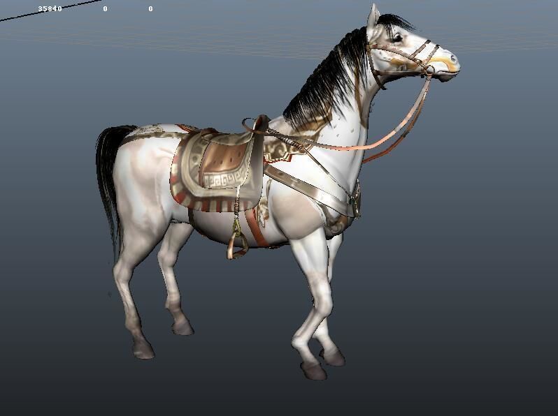 White horse 3D model_2