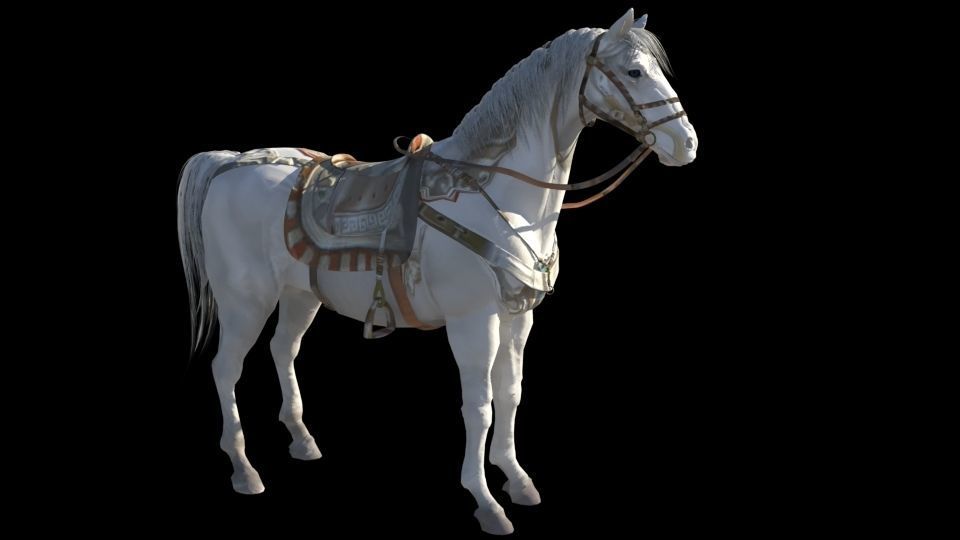 White horse 3D model_1