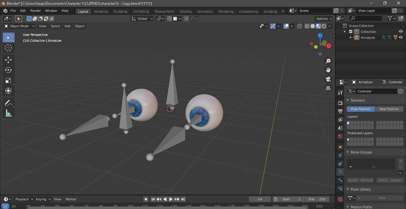 Eyes Rigged Model Low-poly 3D model_3