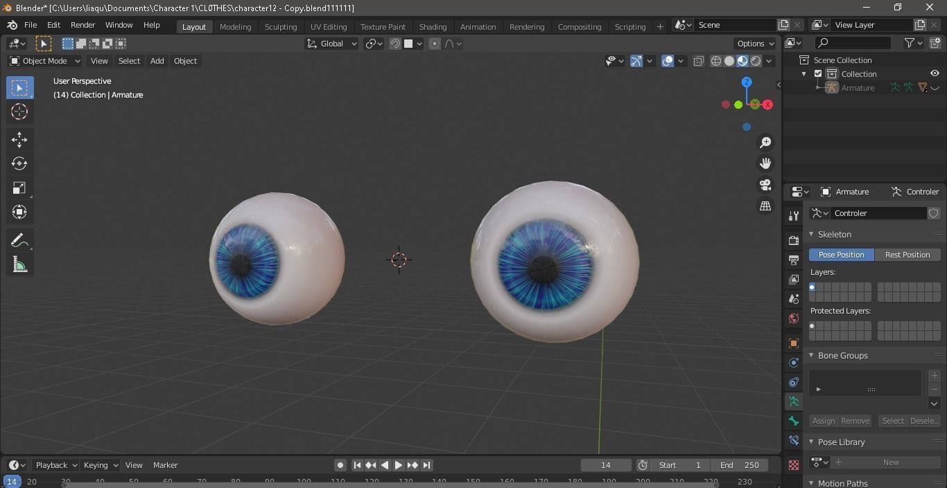 Eyes Rigged Model Low-poly 3D model_2