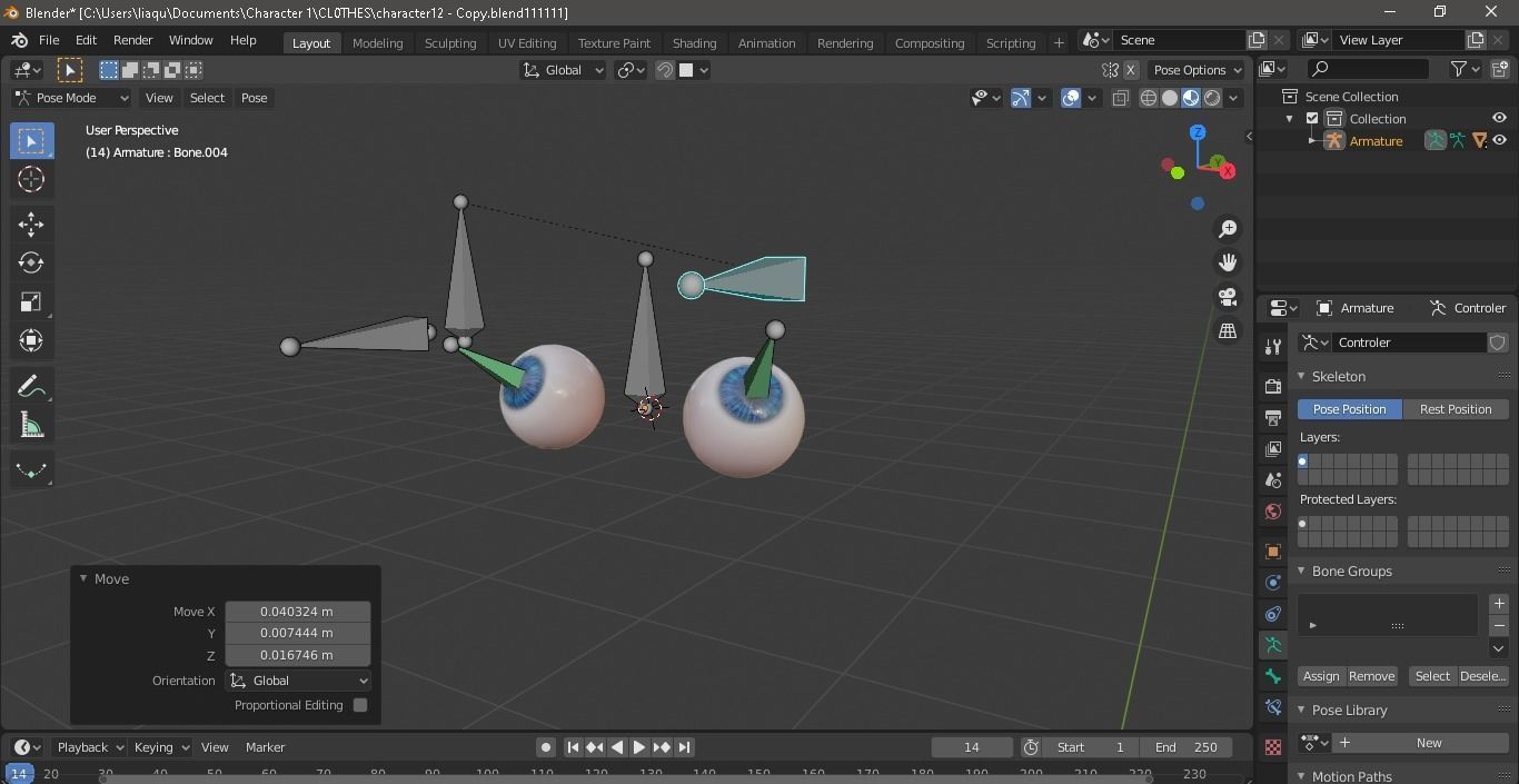 Eyes Rigged Model Low-poly 3D model_5