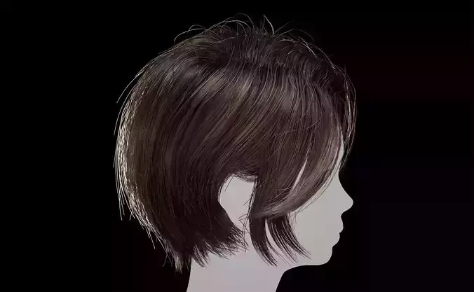Hair for AAA games Unreal Engine 4 project 1 Low-poly 3D model