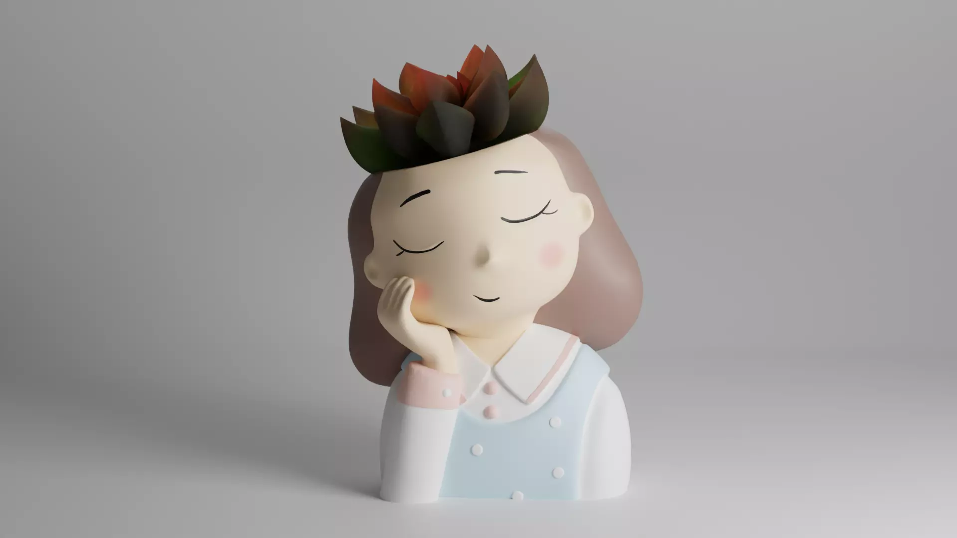 Dreamy Girl Succulent Planter  3D print model_0