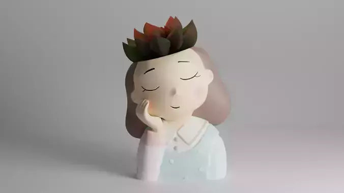 Dreamy Girl Succulent Planter  3D print model